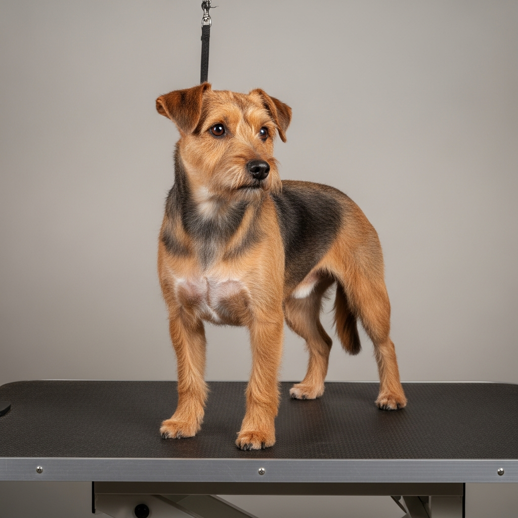 Terrier mix after grooming, soft and shiny